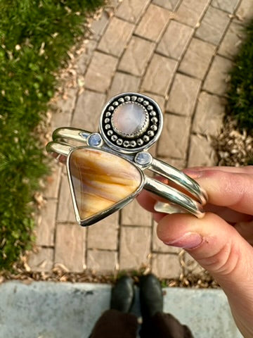 Kaleidoscope cuff | Polychrome jasper & purple agate | 5.5"
