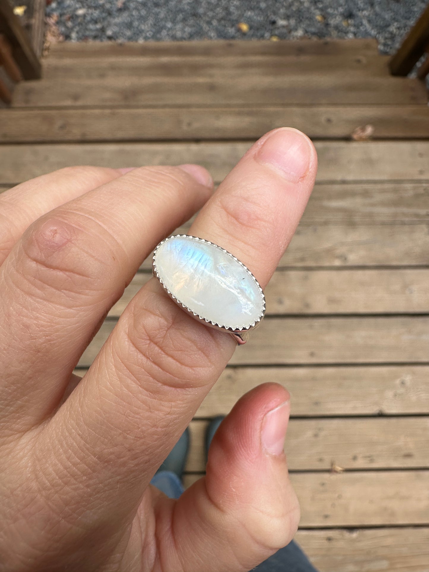 Plain Jane ring | Rainbow moonstone (size 6.5)