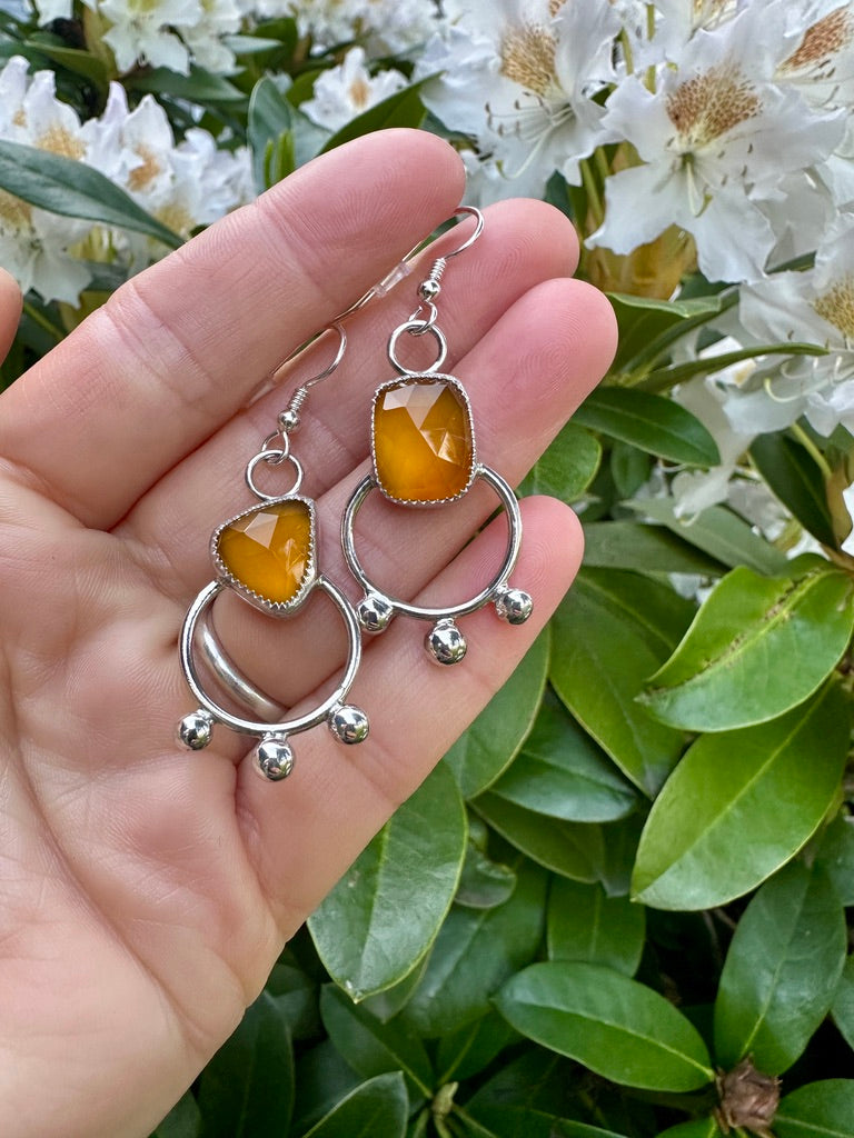 Starburst hoops | Yellow chalcedony