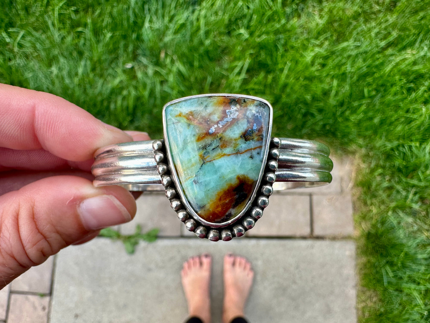 Baja Chrysocolla triple-band cuff