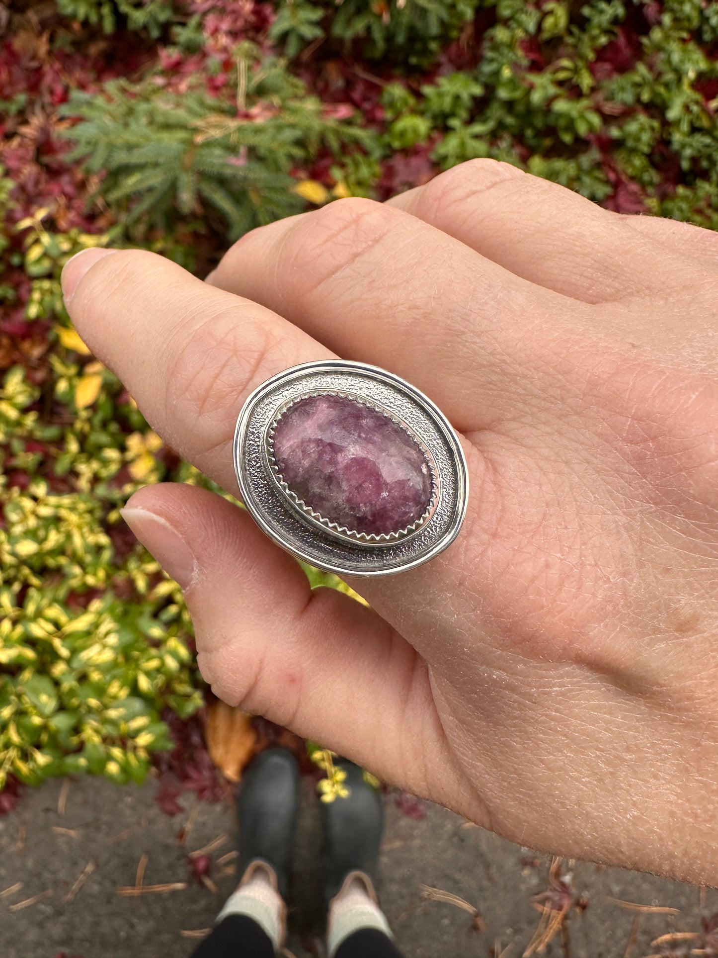 Shield ring | Lepidolite