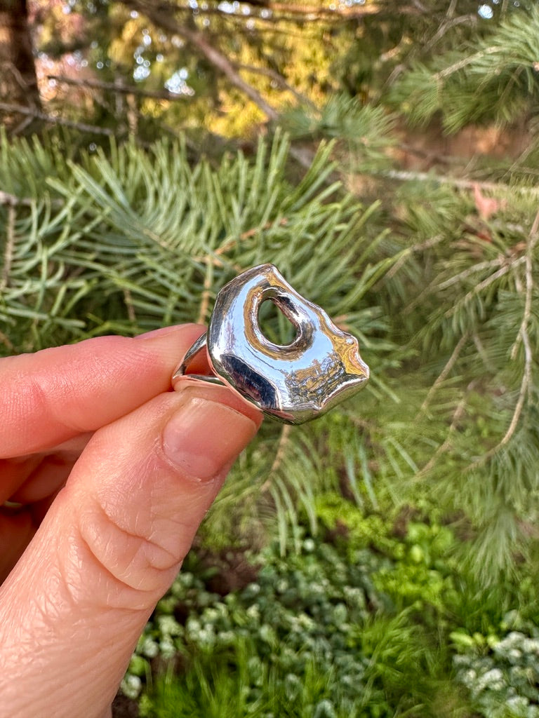 Melted ring | Freeform sterling silver