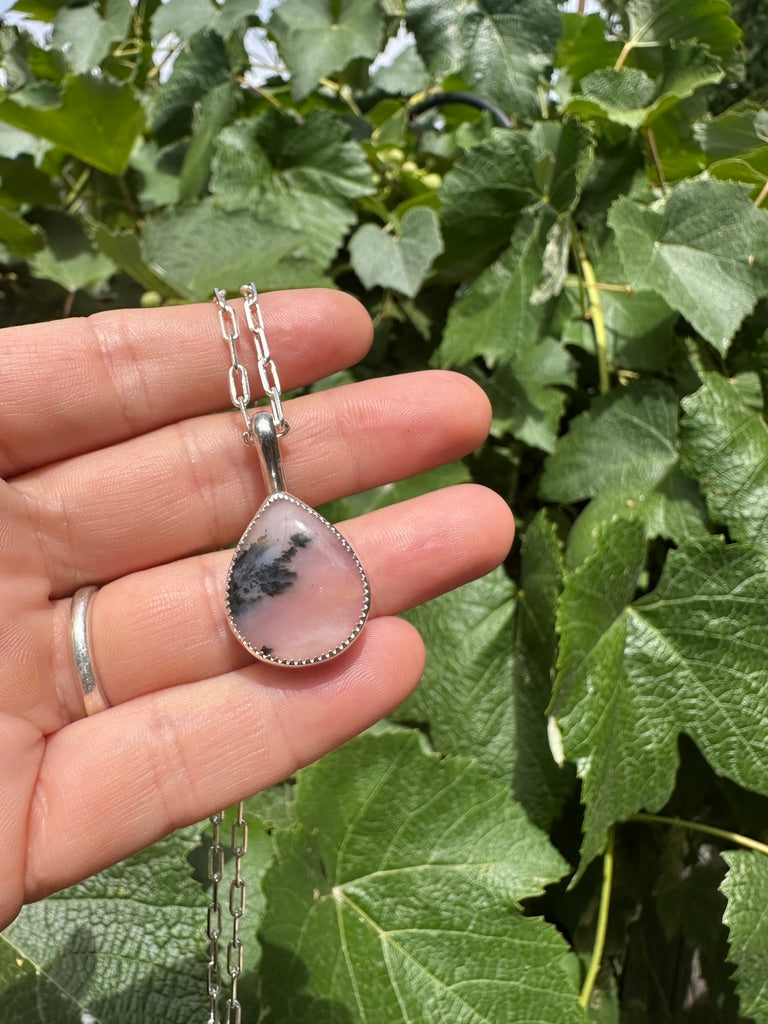 Plain Jane pendant | Pink dendritic opal #2