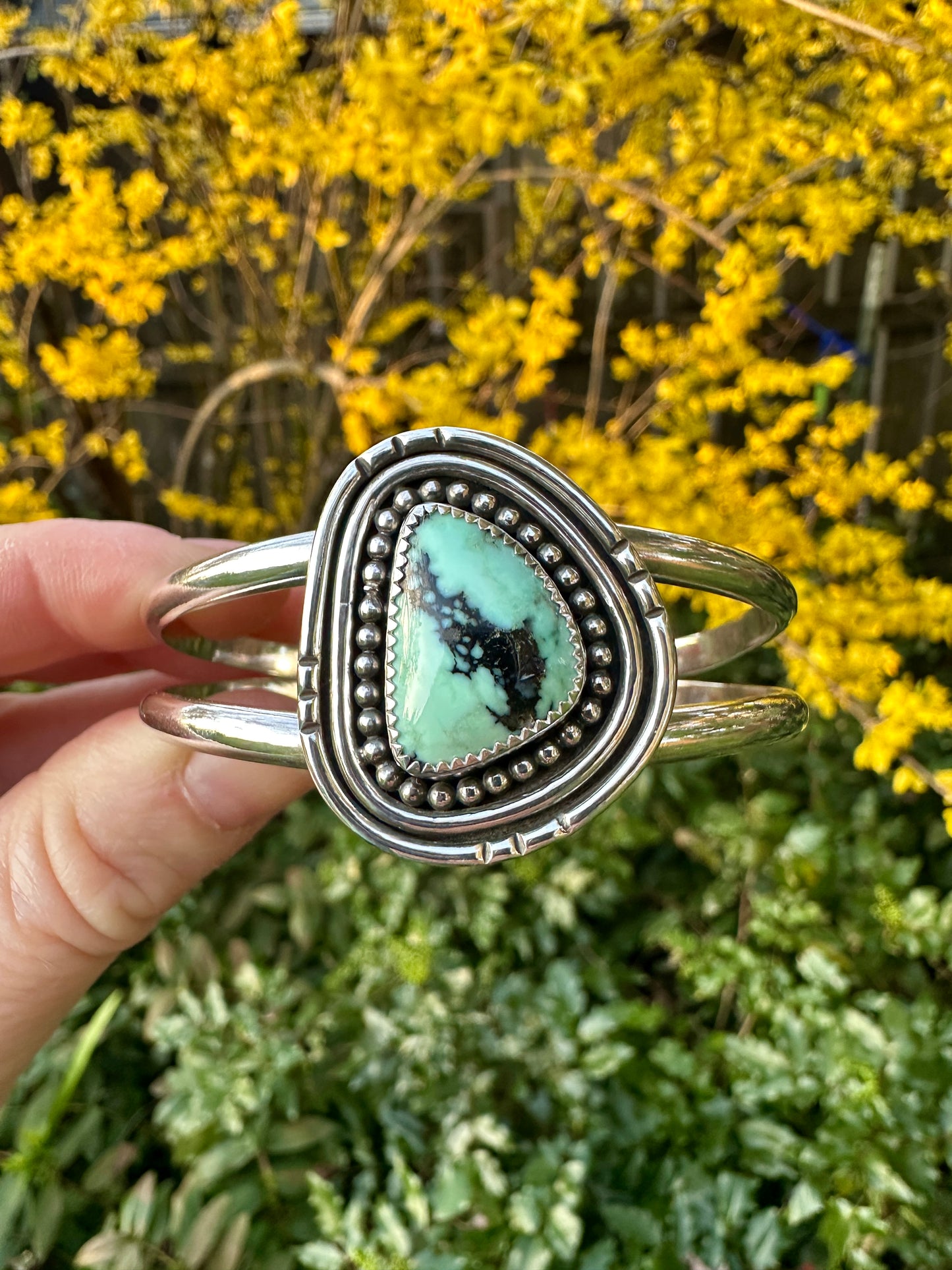 Kaleidoscope cuff | Angel Wing variscite