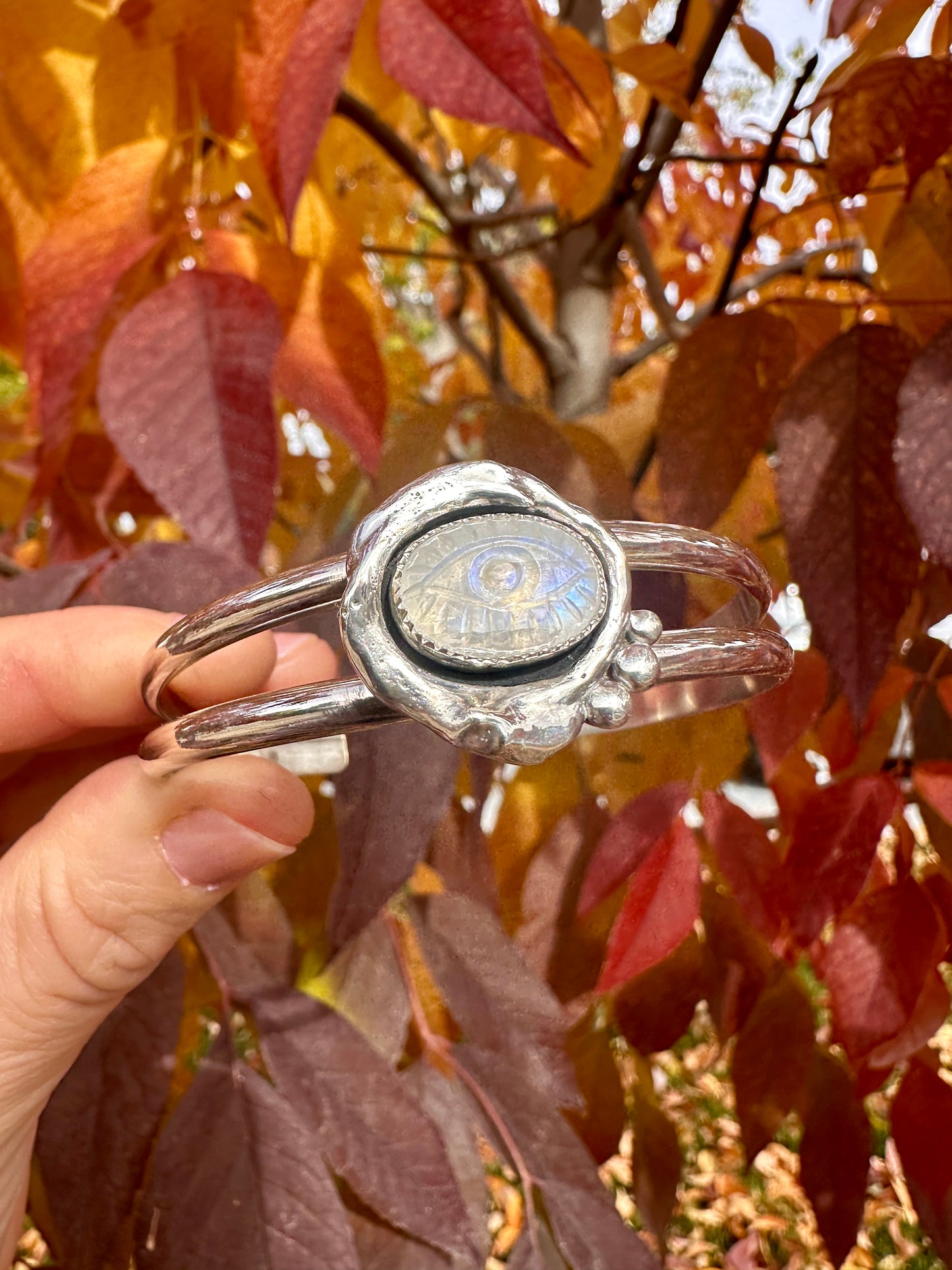 Melted cuff | Rainbow moonstone eye