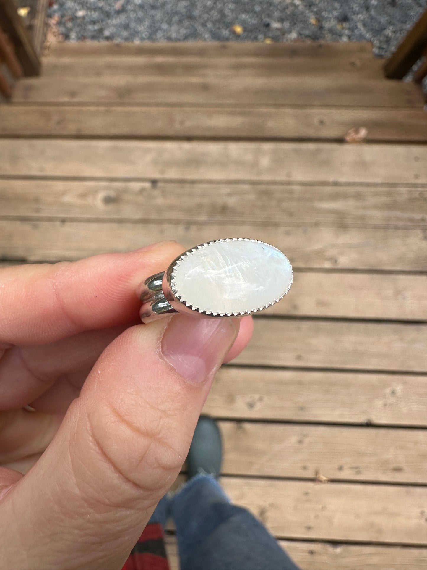 Plain Jane ring | Rainbow moonstone (size 6.5)