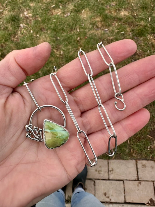 Mushaboom paperclip lariat necklace | Australian variscite