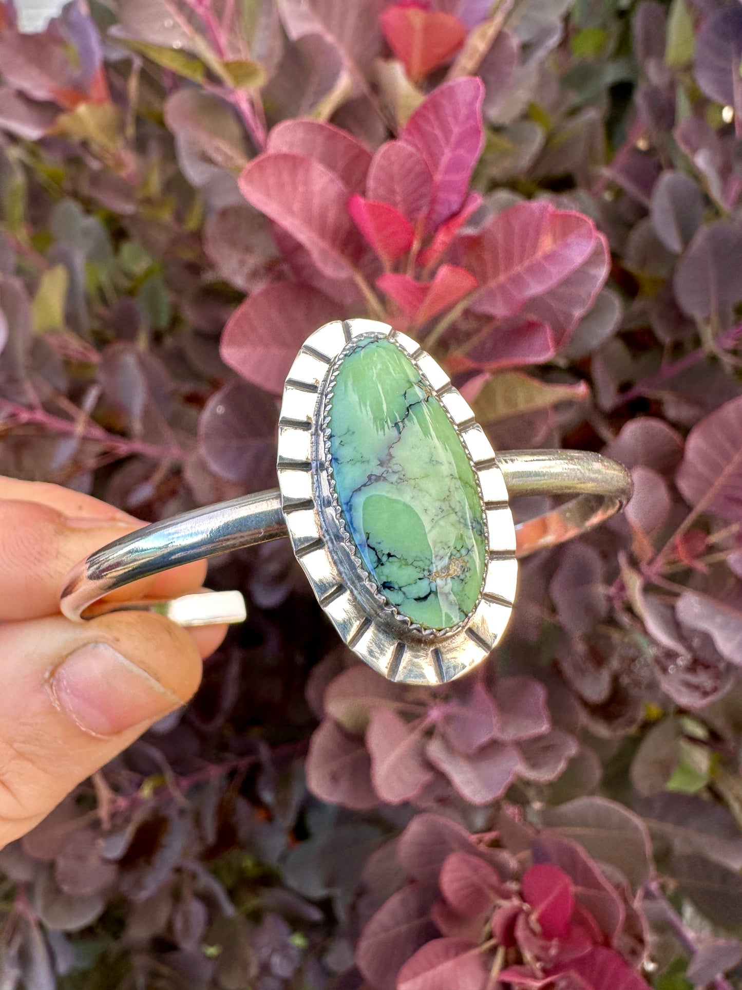 We Come in Peace cuff | Angel Wing variscite