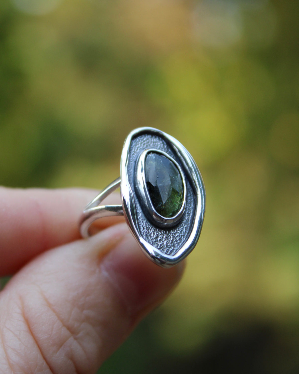 Melted ring | Green tourmaline (size 7)