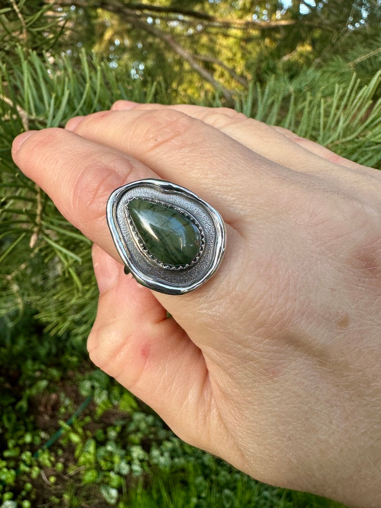 Melted ring | Green jadeite
