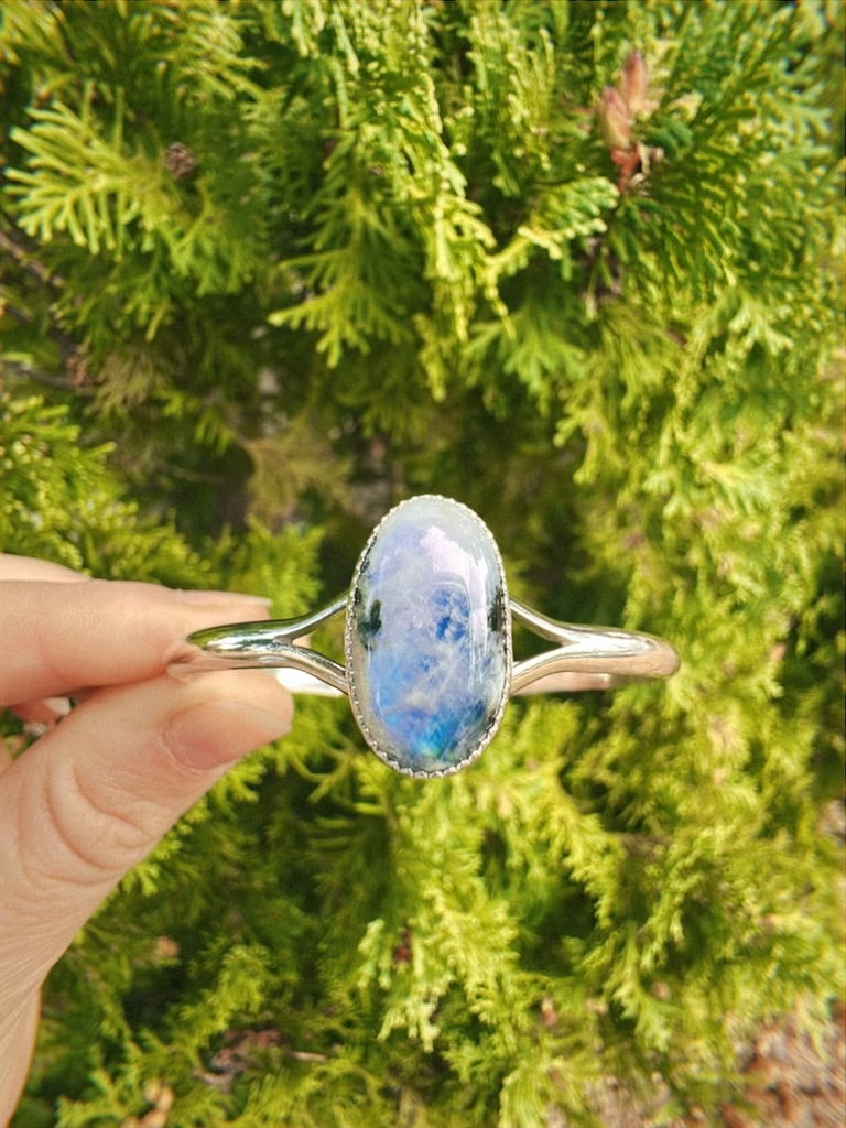 Plain Jane cuff | Rainbow moonstone