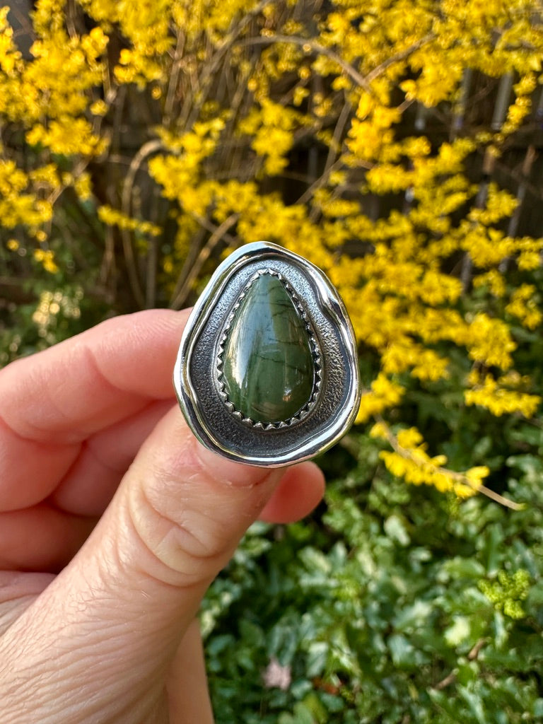 Melted ring | Green jadeite