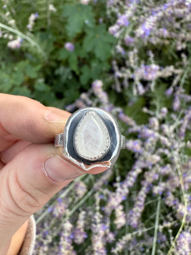 Uncommon ring | Rainbow moonstone (size 7)