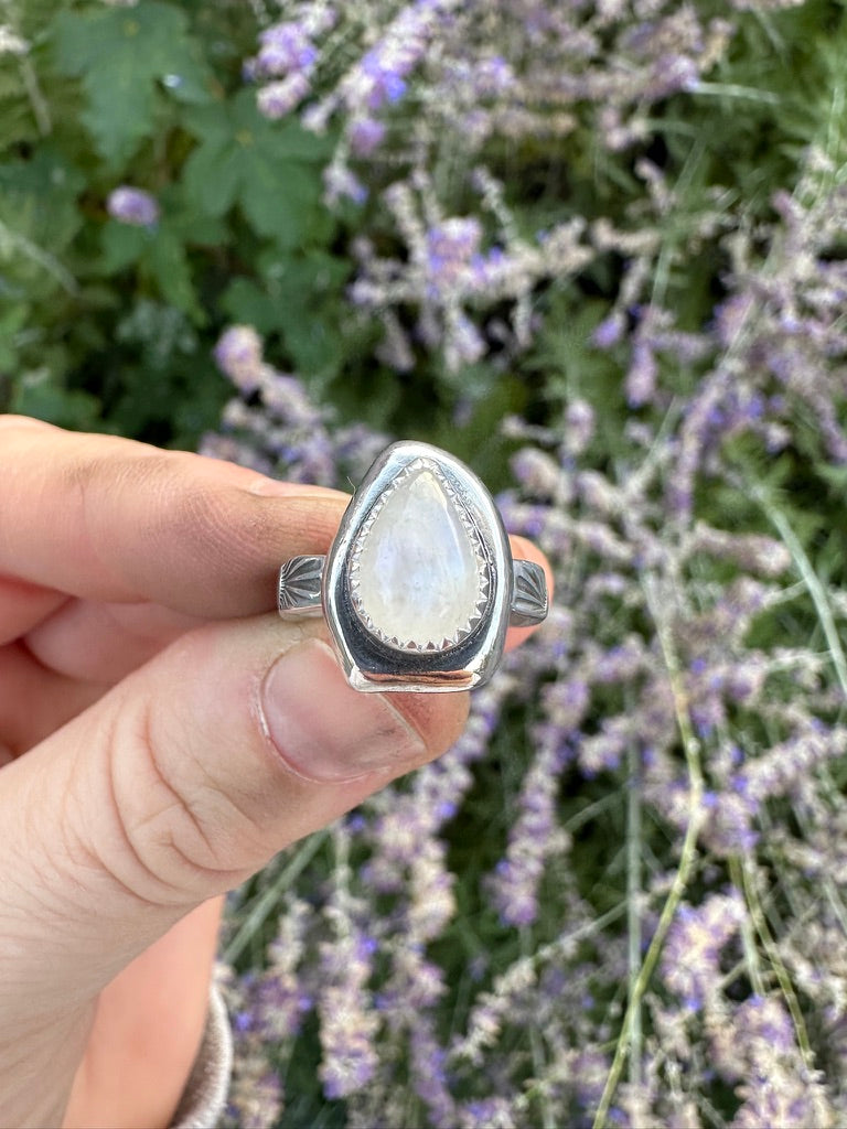 Uncommon ring | Rainbow moonstone (size 5)