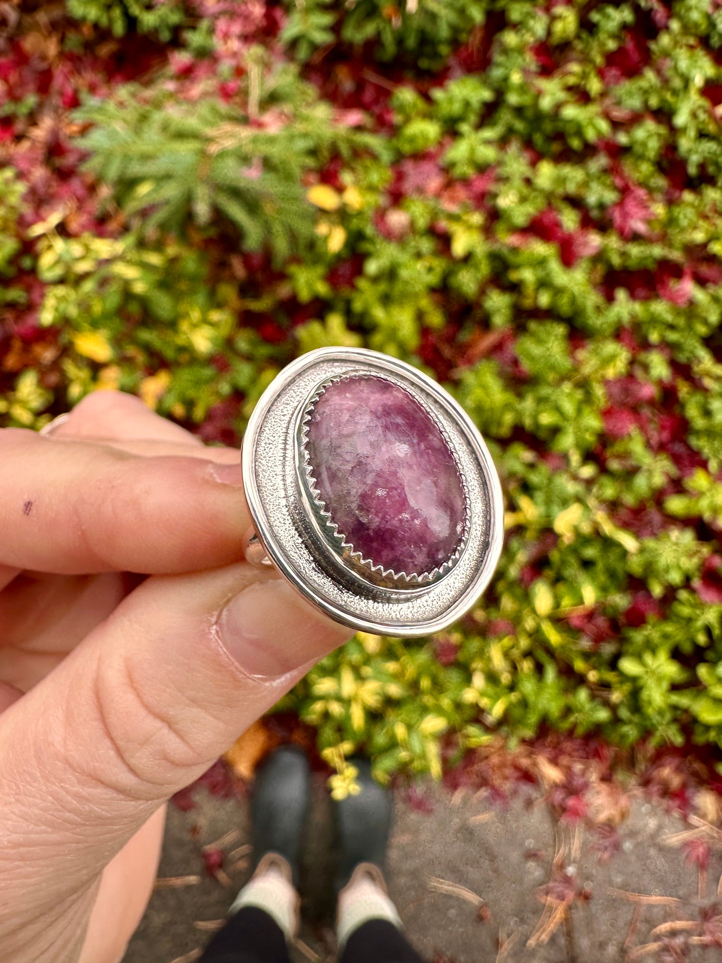Shield ring | Lepidolite