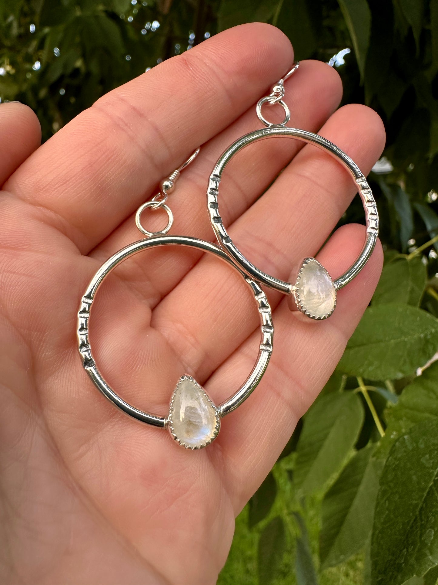 Mad Woman hoops | Rainbow moonstone