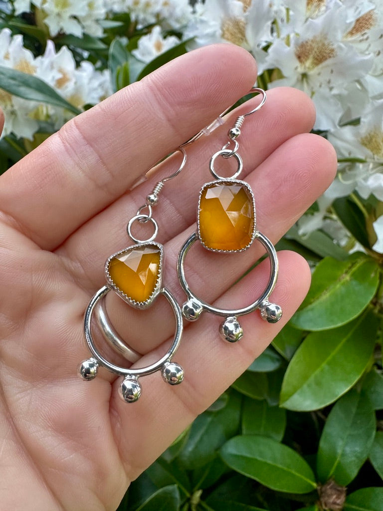 Starburst hoops | Yellow chalcedony