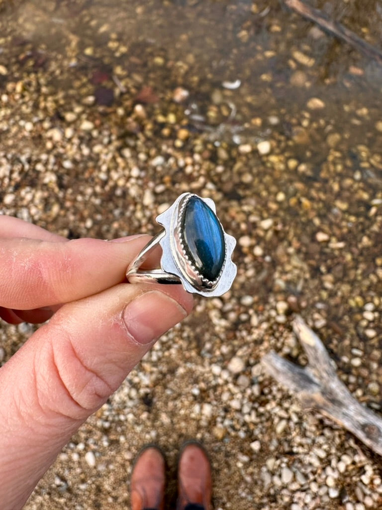 Amoeba ring | Labradorite | Size 7.5