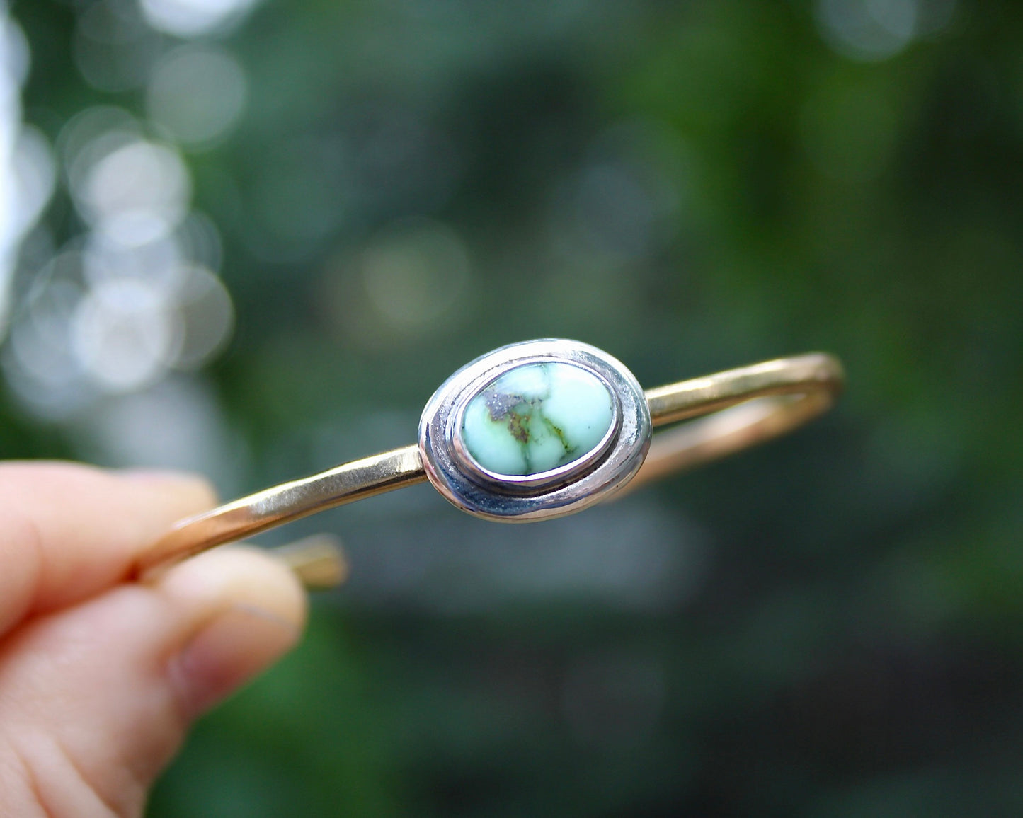 Uncommon brass cuff | Palomino variscite