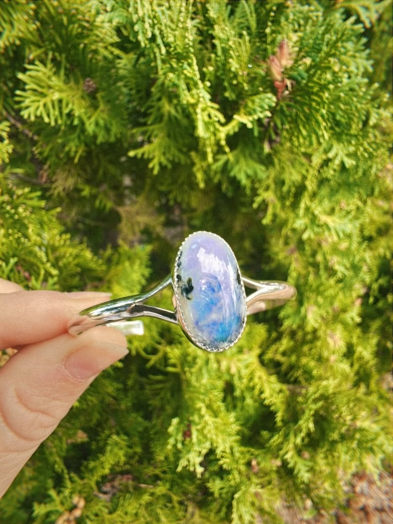 Plain Jane cuff | Rainbow moonstone