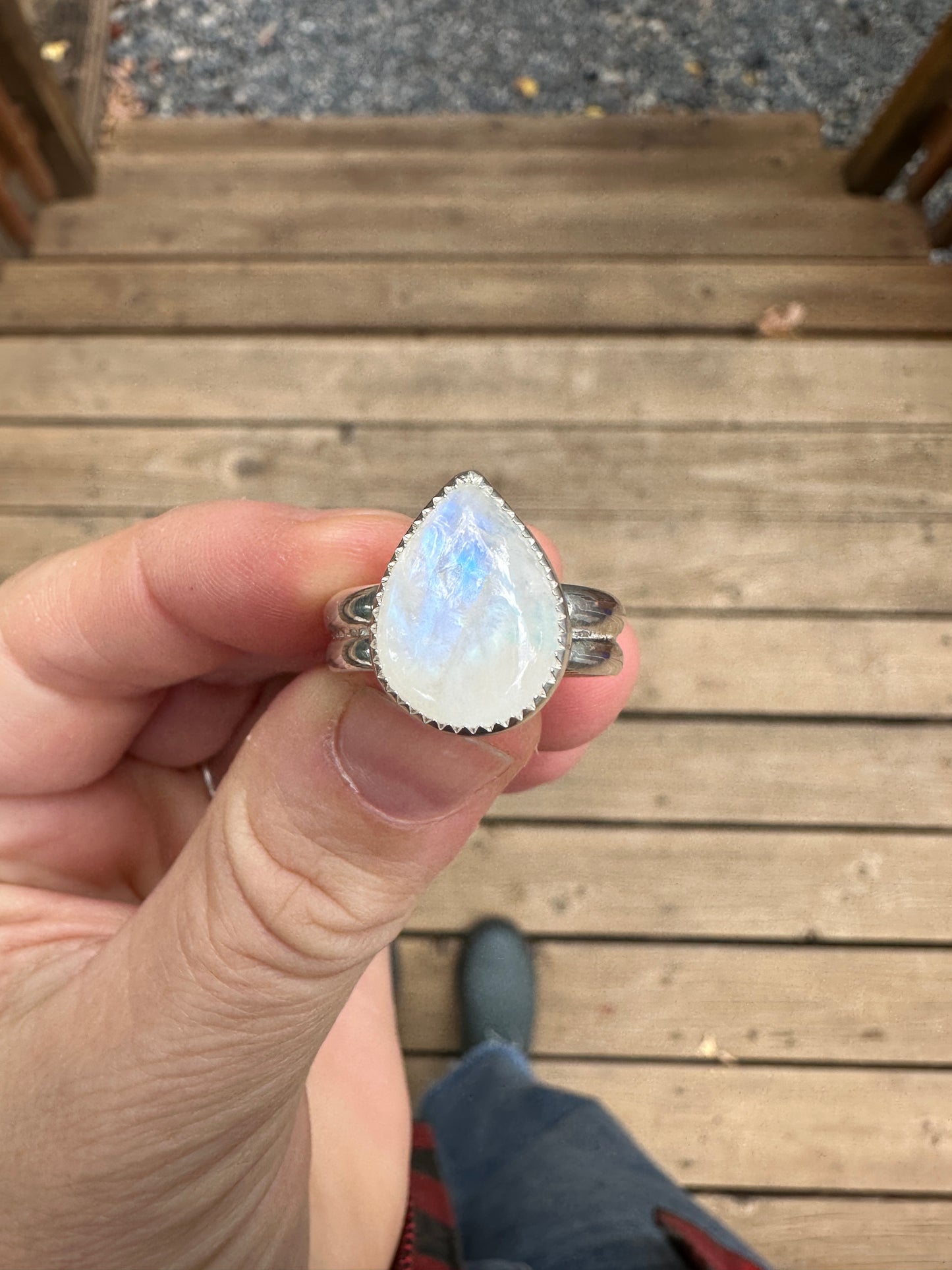 Plain Jane ring | Rainbow moonstone (size 9)