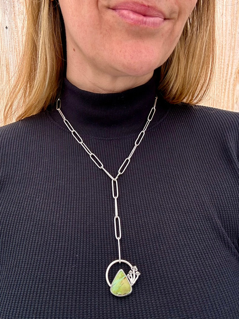 Mushaboom paperclip lariat necklace | Australian variscite