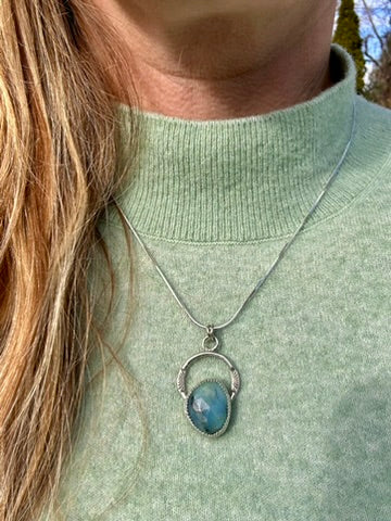 Micro hoop necklace | Peruvian blue opal