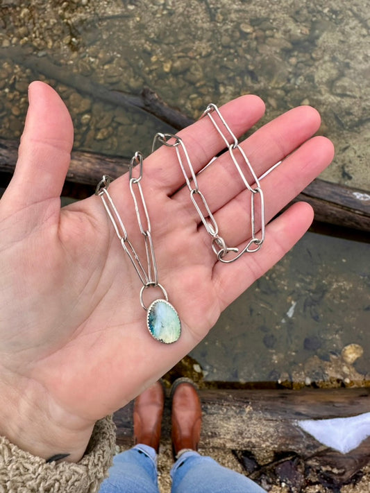Paperclip necklace | Peruvian blue opal