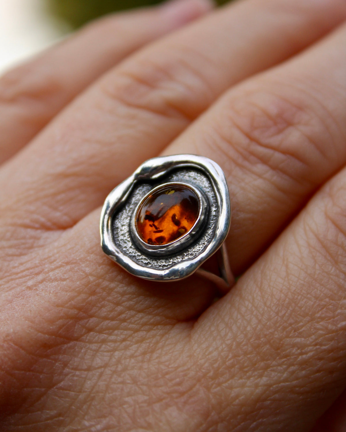 Melted ring | Baltic amber (size 8)