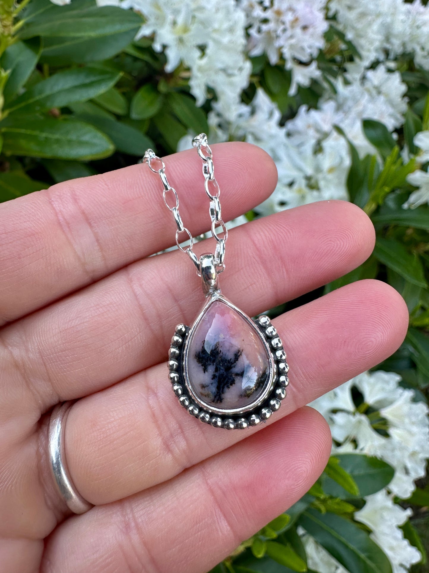Bead Babe pendant | Pink dendritic opal