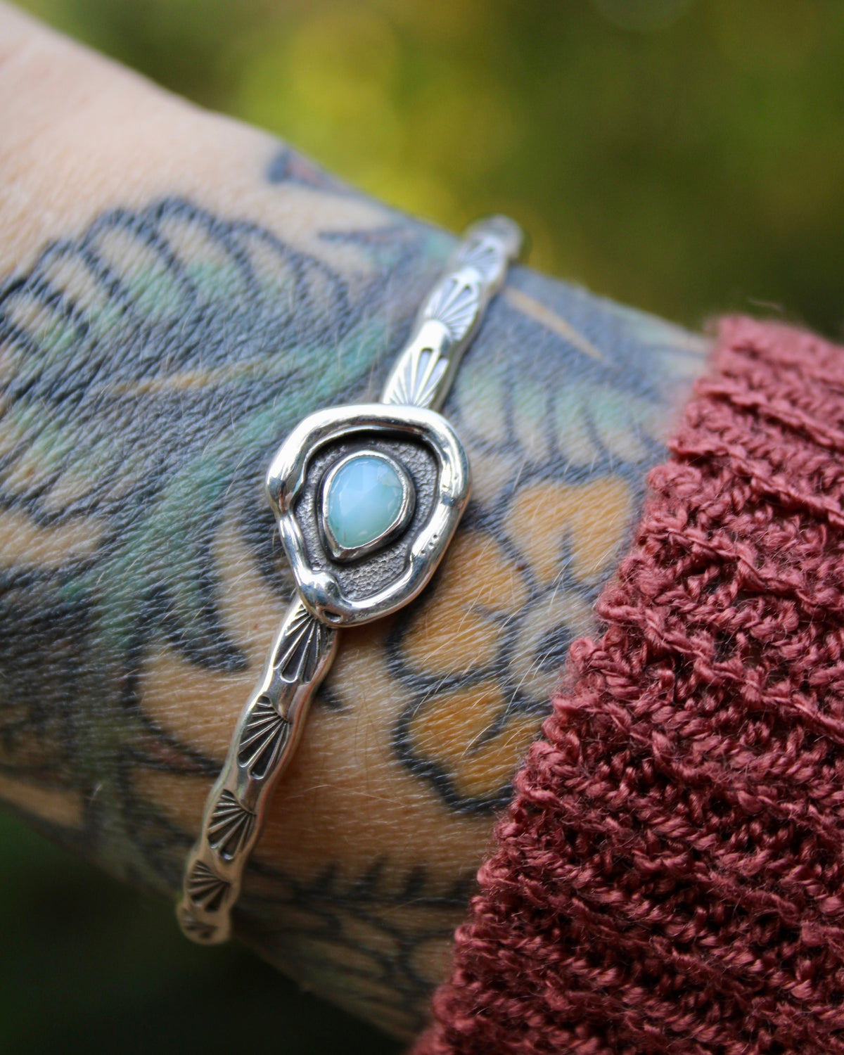 Melted stacker cuff | Peruvian opal