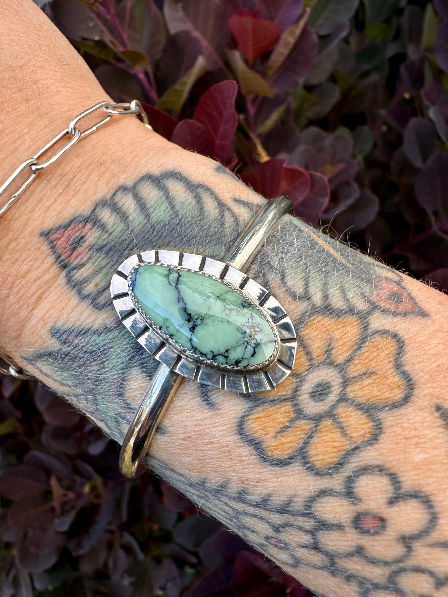 We Come in Peace cuff | Angel Wing variscite