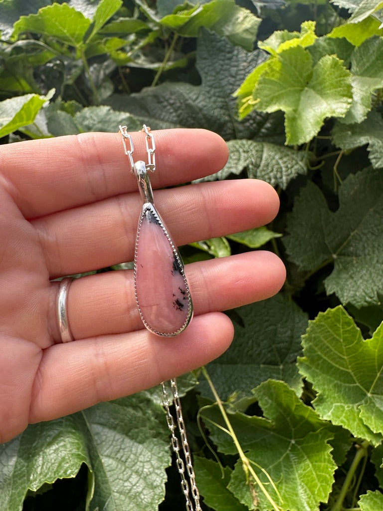 Plain Jane pendant | Pink dendritic opal #1