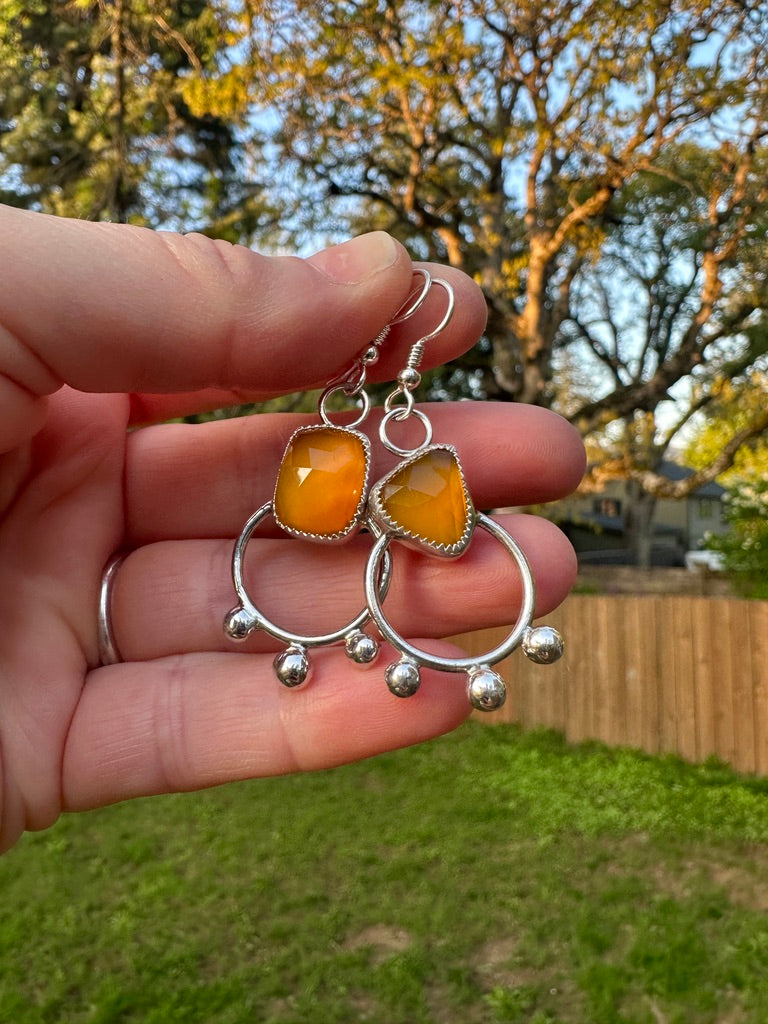 Starburst hoops | Yellow chalcedony
