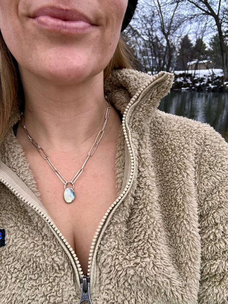 Paperclip necklace | Peruvian blue opal