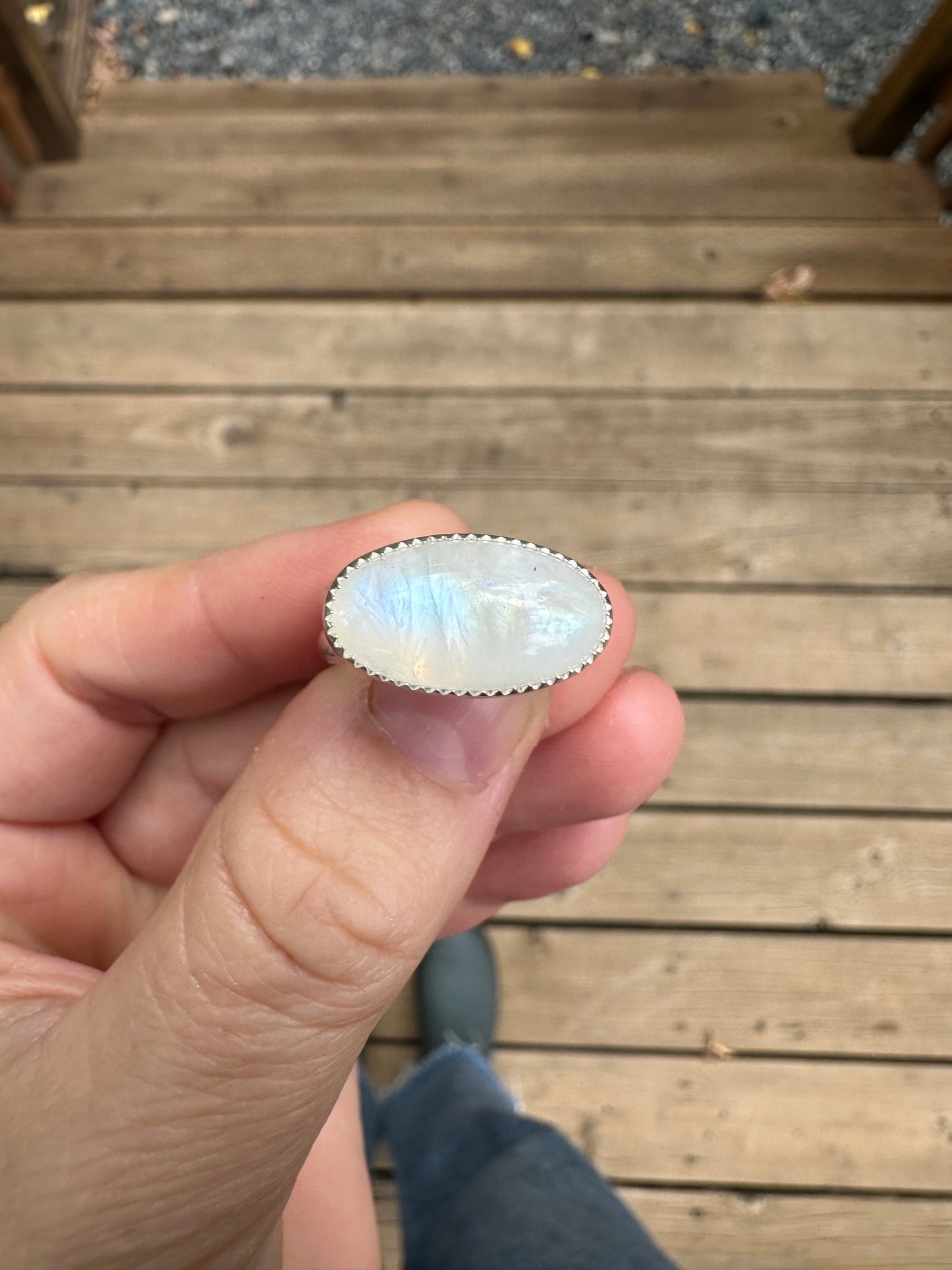 Plain Jane ring | Rainbow moonstone (size 6.5)