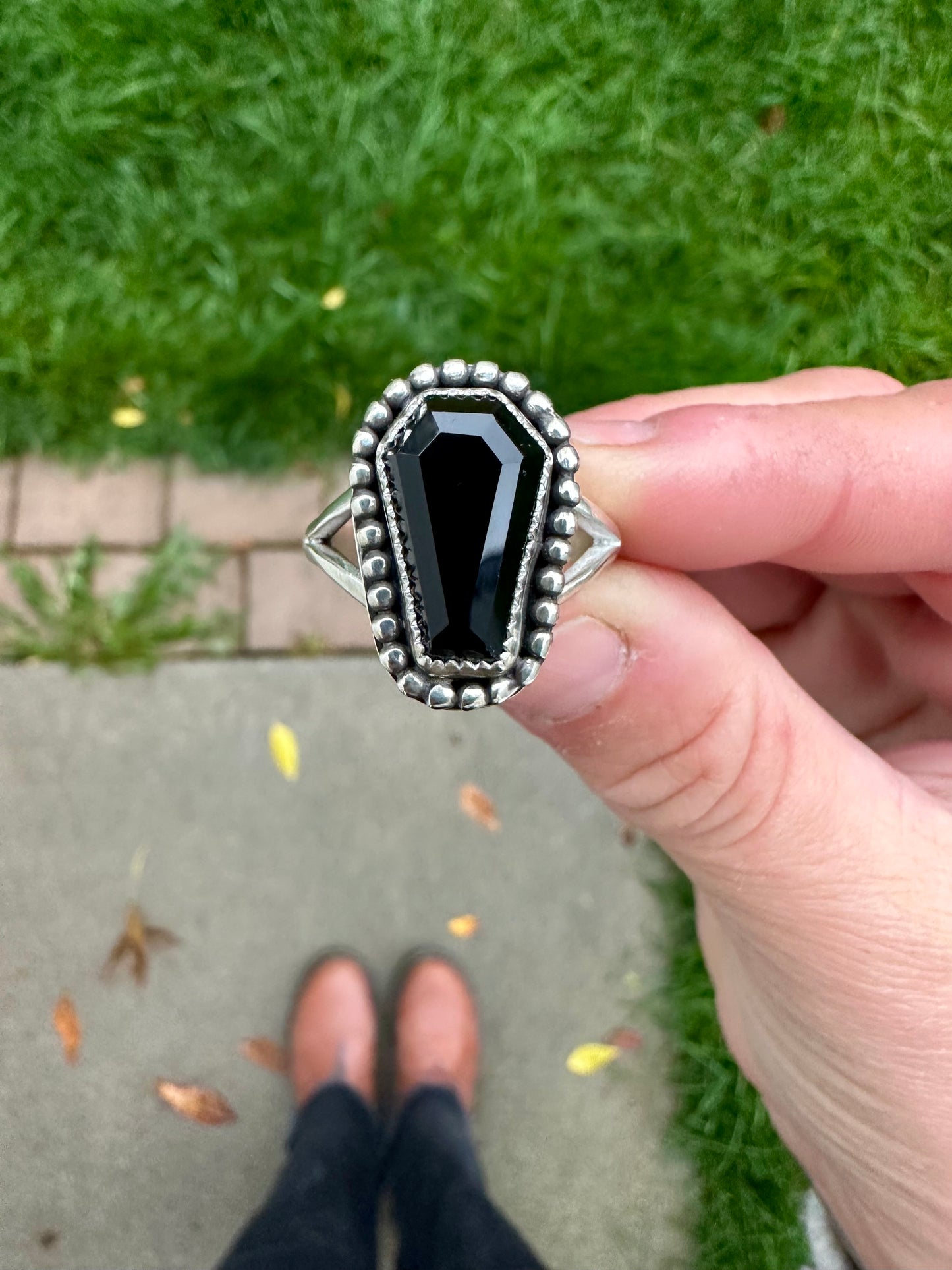 Coffin ring | Black onyx (size 10.5)