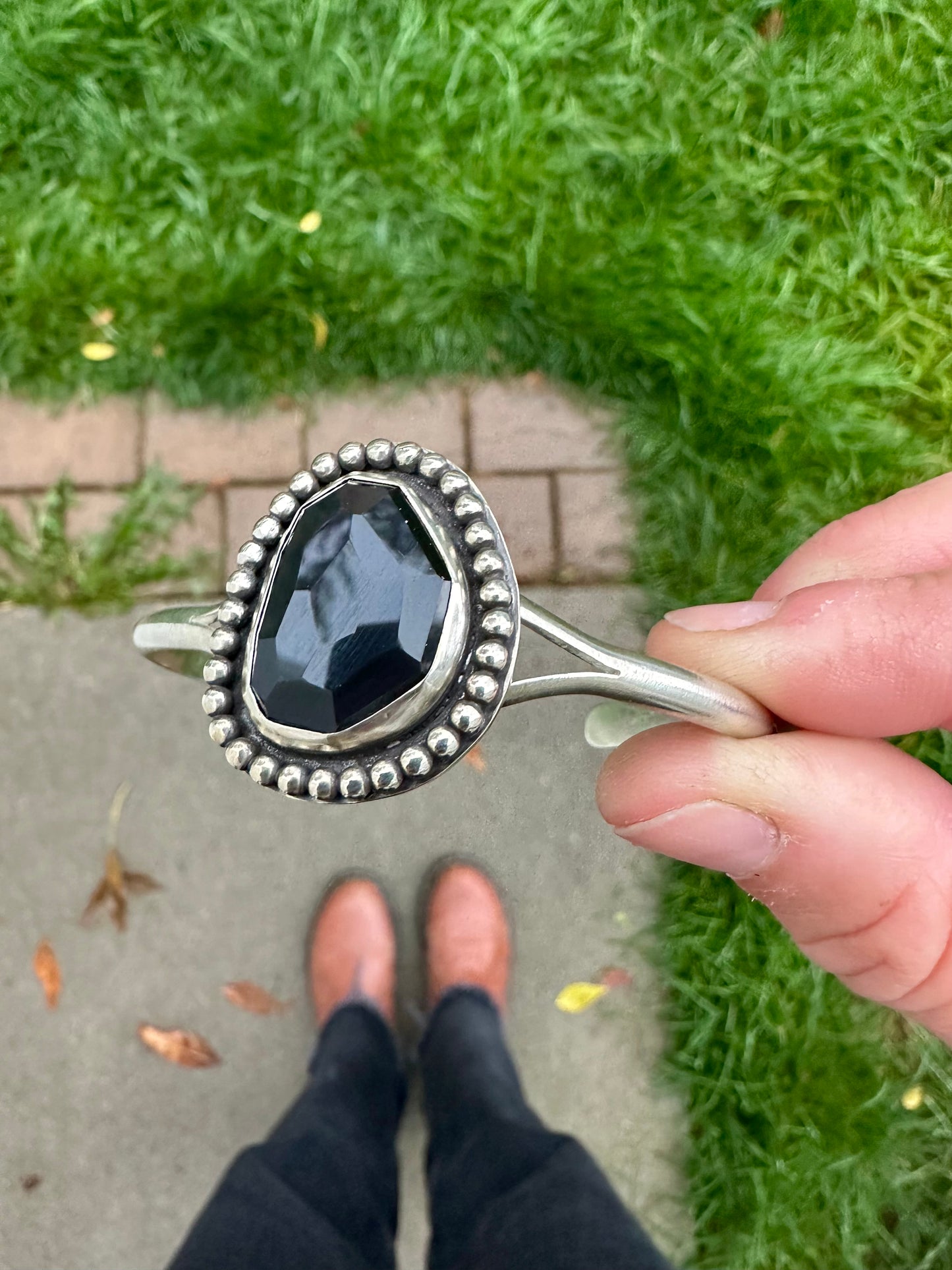 Bead Queen cuff | Rainbow Obsidian