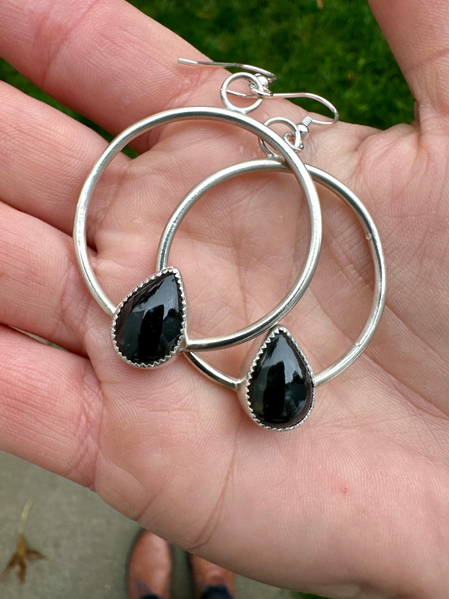 Black Jadeite hoops