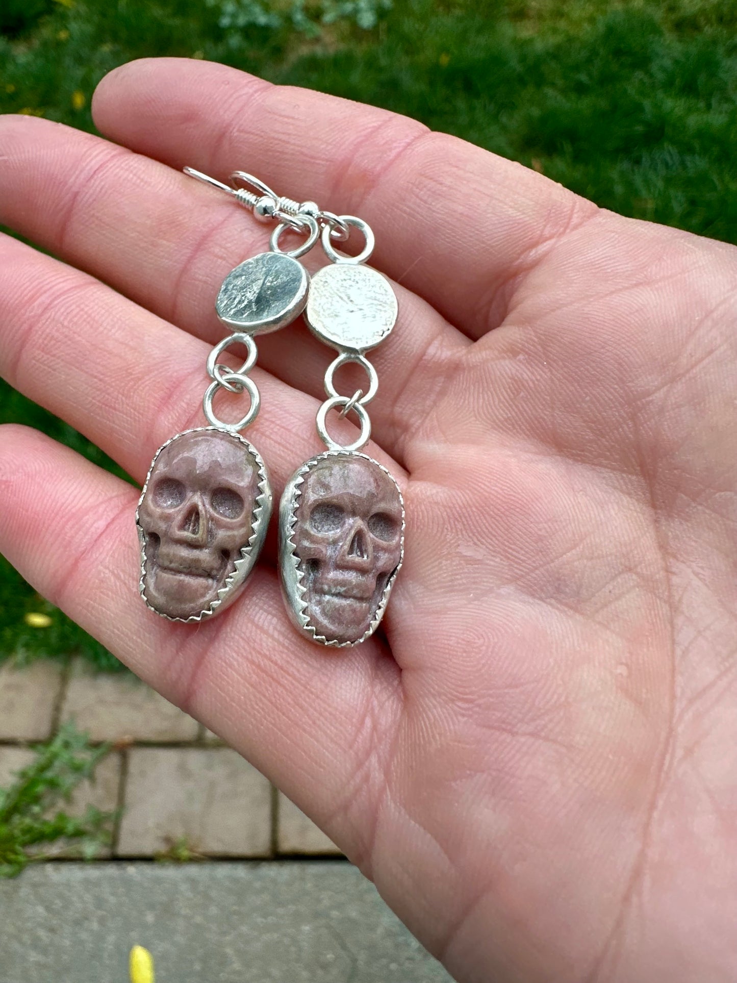 Skull danglers | Rhodonite