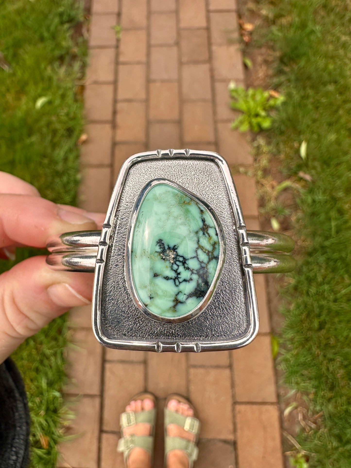 Shield cuff | Angel Wing variscite