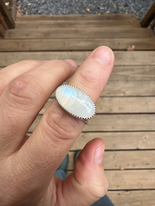 Plain Jane ring | Rainbow moonstone (size 6.5)