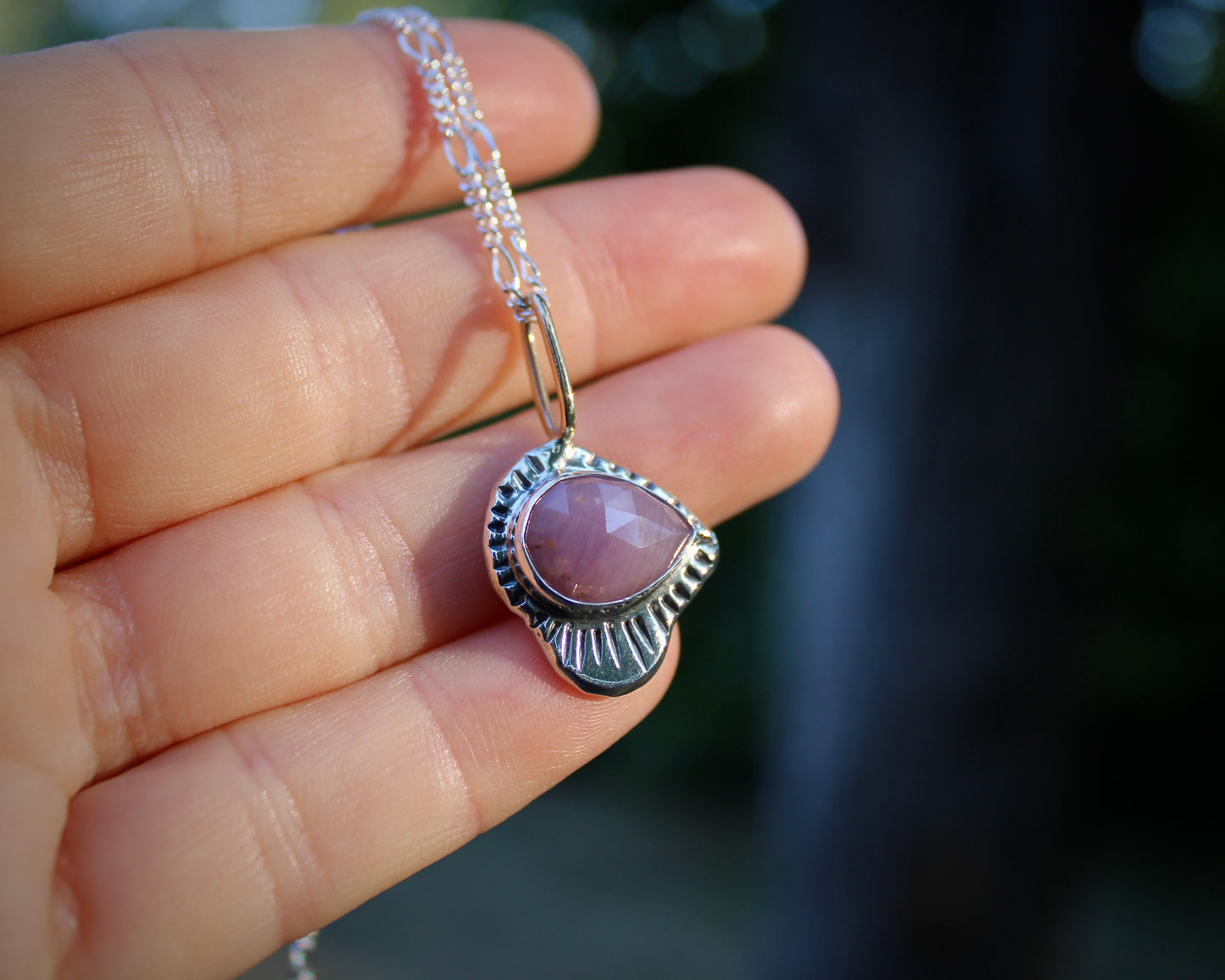 Sunburst necklace | Orange sapphire