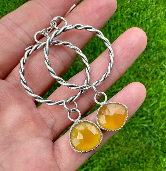 Yellow Jade hoops