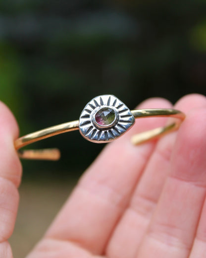 Sunburst brass cuff | Tourmaline