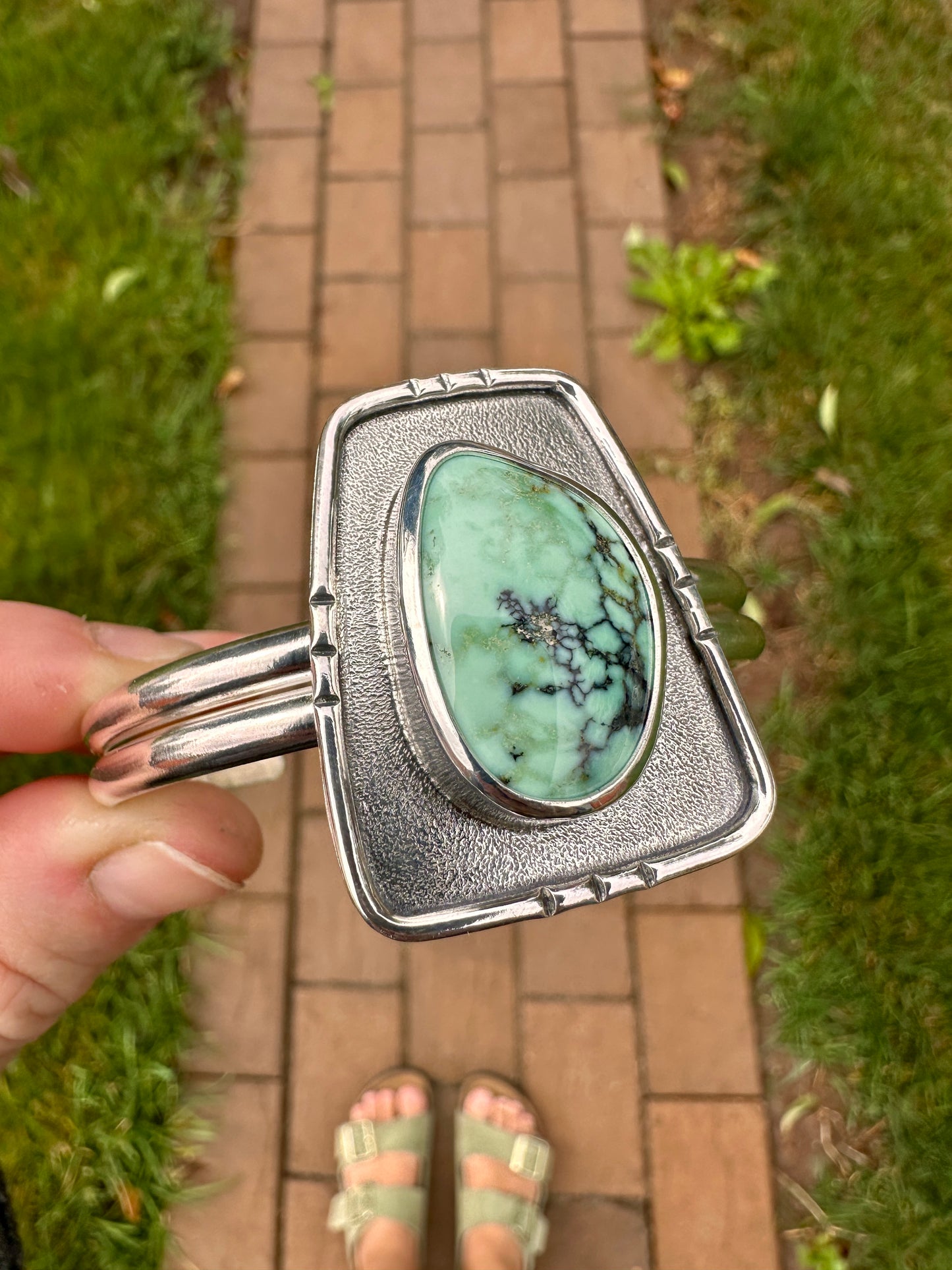 Shield cuff | Angel Wing variscite