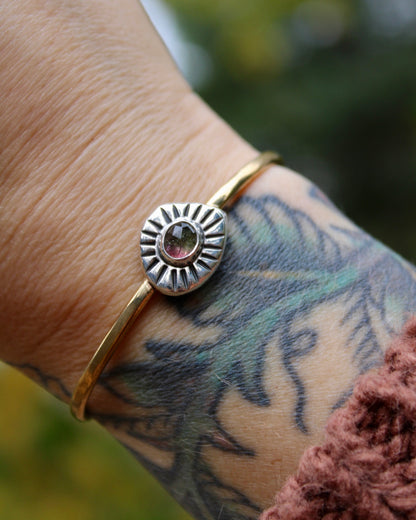 Sunburst brass cuff | Tourmaline