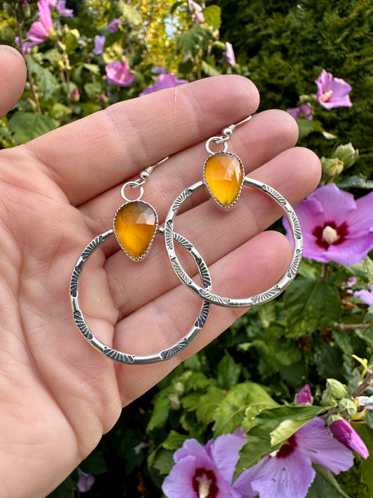 Mad Woman hoops | Yellow chalcedony