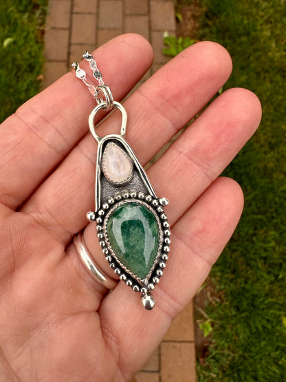 Cascade talisman | Rainbow moonstone & jadeite