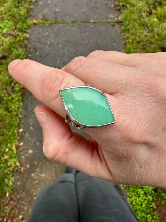 Triple band ring | Newman chrysoprase (size 8)